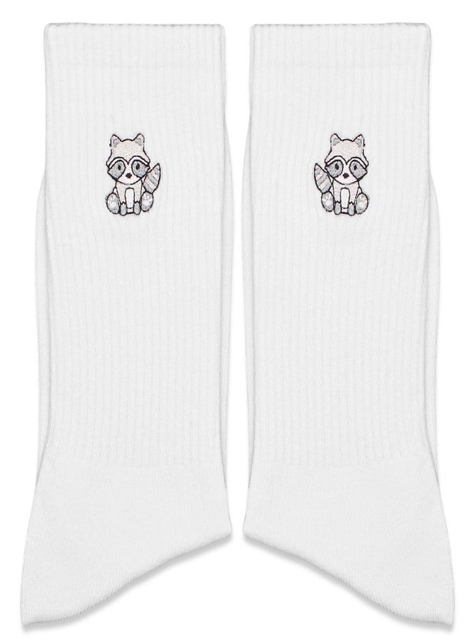 ZYQFN Raccoon Embroidered Socks Gifts for Raccoon Lovers Christmas Gift Birthday Gift.(143) - Image 1